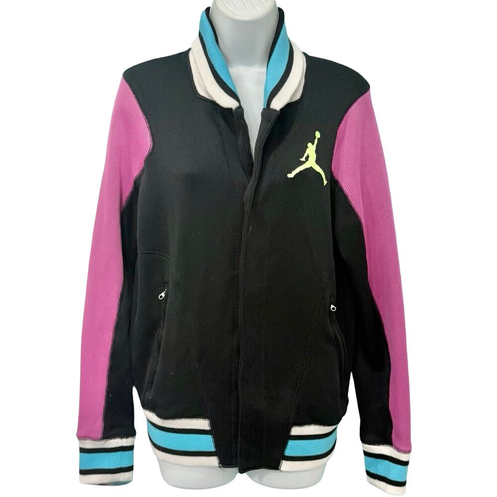 Air Jordan Fuchsia Black Blue White Colorblock Jumpman Logo Track Jacket Size S